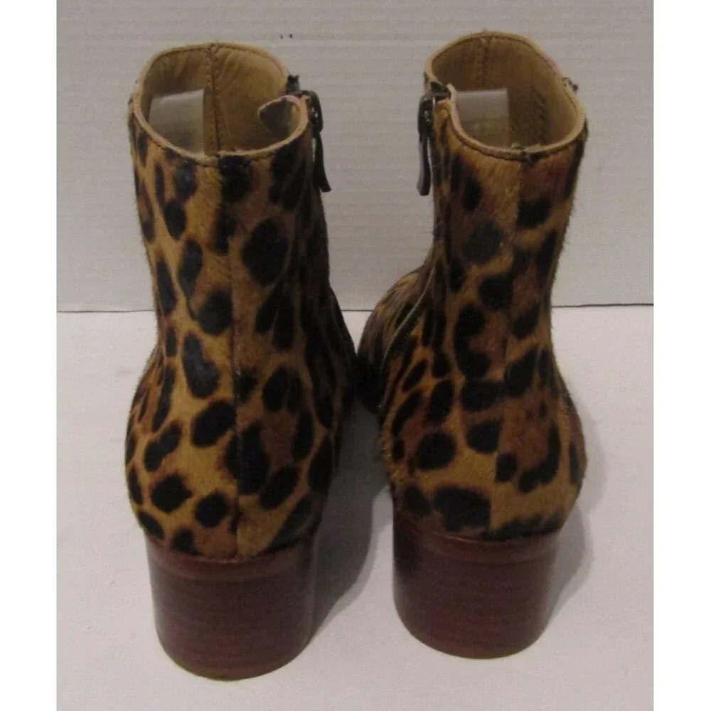 JCrew Walker Ankle Boots Walker Calf Hair Leopard Print Booties Size 8.5